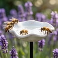 thumbnail image 4 of Handcrafted Ceramic Mini Pollinator Water Station, Colorful Floral Bee Feeder Butterfly Bath, Small Garden Stake Yard Outdoor Decor, 4 of 6