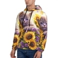 thumbnail image 3 of Sikiie Daisy Sunflower Lazy Cat Men's Hoodie, Essentials Hoodie, Sweatshirt, Pullover Hooded Sweatshirt for Men-Large, 3 of 7