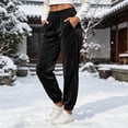 thumbnail image 4 of THNCYX Women Solid Color Elastic Waist Casual Sweat Pants With Side Pockets Relaxed Wide Drawstring Trousers, 4 of 9