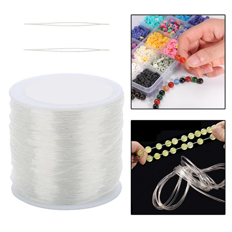 Stretchy String for Bracelets, Elastic String Jewelry , to Fit Small Beads,  Can Use Multiple Layers to Fit Large Beads - Clear, 1.5mm 55m