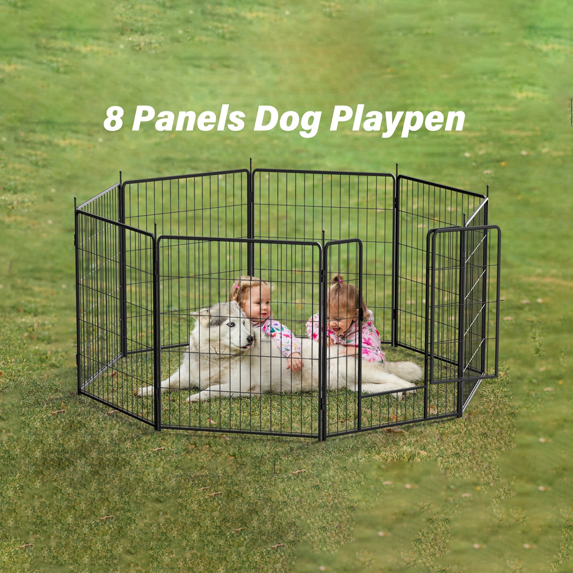 Pefilos 23" Outdoor Dog Playpen 8-Panels Dog Pen Indoor Metal Puppy Pet Playpen for Cats Small Dogs Run Fence, Iron Pet Dog Playpen, Black Pefilos 23" Outdoor Dog Playpen 8-Panels Dog Pen Indoor Metal Puppy Pet Playpen for Cats Small Dogs Run Fence, Iron Pet Dog Playpen, Black