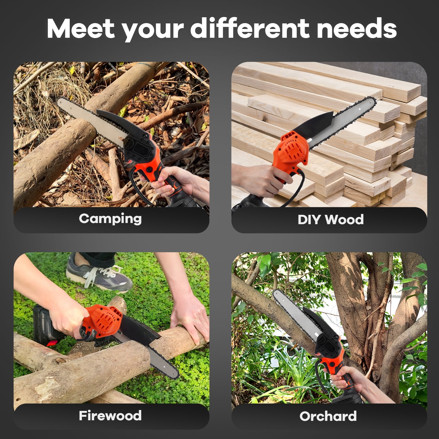 Mini Chainsaw 8 inch, HDJ Mini Chainsaw Cordless with 2PCS Batteries, Electric Chainsaw Portable One-Hand for Wood Cutting Tree Branch Trimming