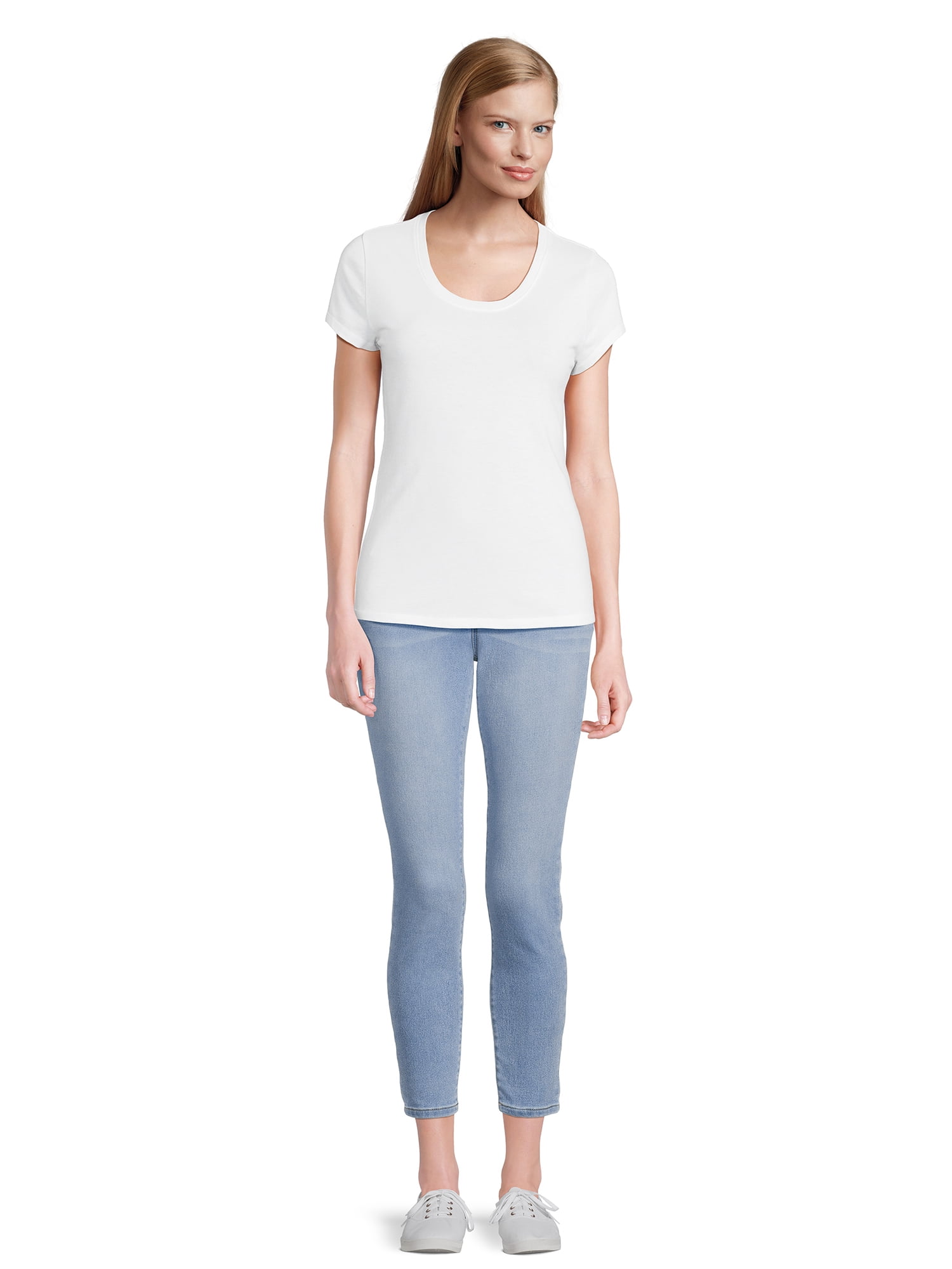 No Boundaries Scoop Neck Tee with Short Sleeves, 1 or 3-Pack, Women’s