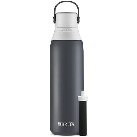 Brita 20 Ounce Premium Filtering Water Bottle with Filter - Double Wall Insulated Stainless Steel Bottle - BPA Free - (Best Insulated Water Bottle With Filter)