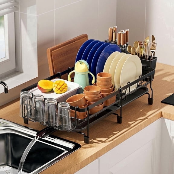 JOWBOOW Expandable Rustproof Carbon Steel Dish Drying Rack 1 Pack 20.8 in