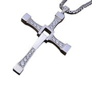 MYPARTYSHIRT Dom Toretto Silver Cross Necklace Fast And Furious Dominic Vin Diesel Costume