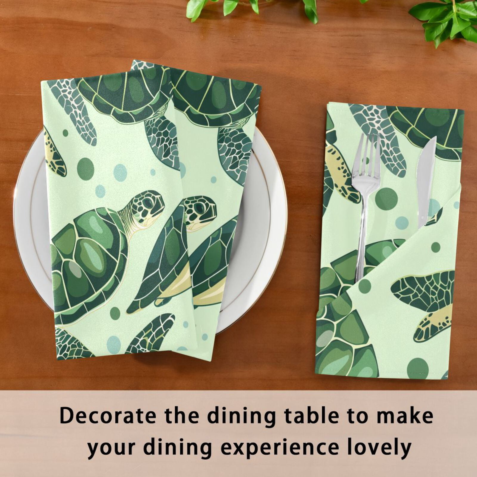 JSTEL Green Sea Turtle Bubble Cloth Napkins Set of 6, 20x20 Inch Washable and Reusable Napkin for Decoupage Dinner Party Everyday Use