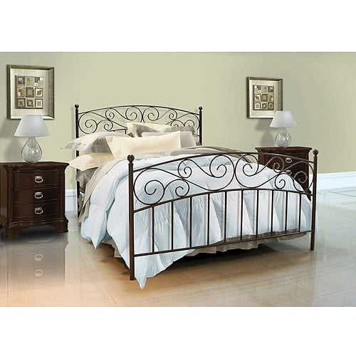 Serta Scroll King Metal Bed with Finials, Dark Bronze