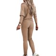 thumbnail image 2 of Opperiaya Women's 2 Pieces Ribbed Tracksuit Outfits Solid Color Off Shoulder Long Sleeve Tops Drawstring Long Pants Set, 2 of 3