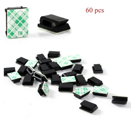 Self Adhesive Cables - 60 pack Mini Self Adhesive Car Wire Clips Tie Sticker Cable Cord Holder repeatedly use stick design Structure for snap Spring-wire