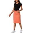 thumbnail image 2 of INSPIRE CHIC Jupe en Jean Décontractée pour Femme Taille Haute Fente Arrière Jupe Courte en Denim Rouge Orange TP, 2 of 5