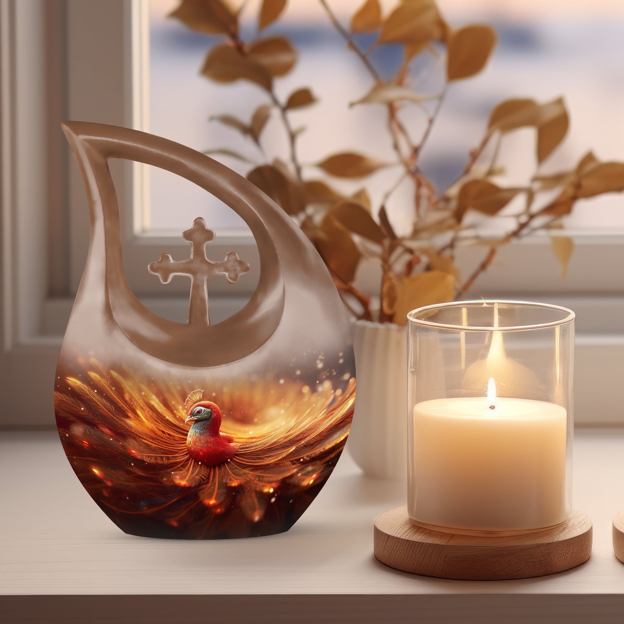 MUKTIVE Phoenix Bird Cremation Urns for Human Ashes, Urn for Mom(1 Large, 4 Keepsake) Ash Holder, Keepsake Urns for Human Ashes Adult Female & Male, Tear Shape Keespake for Adult