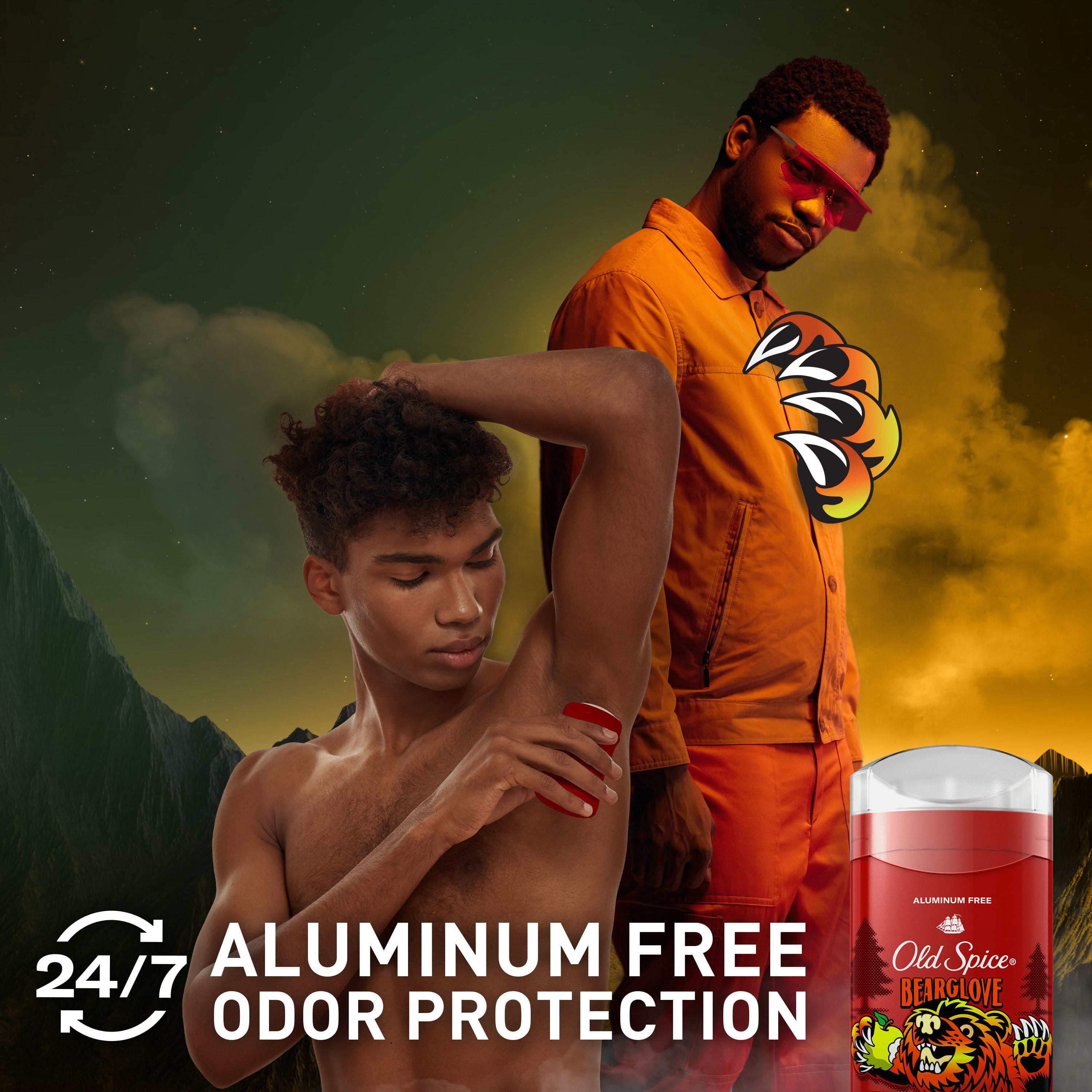 Désodorisant sans aluminium Old Spice pour hommes, fraîcheur 24 heures sur 24, 7 jours sur 7, protection longue durée contre les odeurs, parfum légendaire, Bearglove, parfum de ver