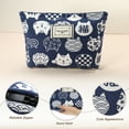 thumbnail image 3 of Canvas Makeup Bag Large Capacity Makeup Pouch for Coin Purse Foundations Lipsticks Brushes Blue, 3 of 6