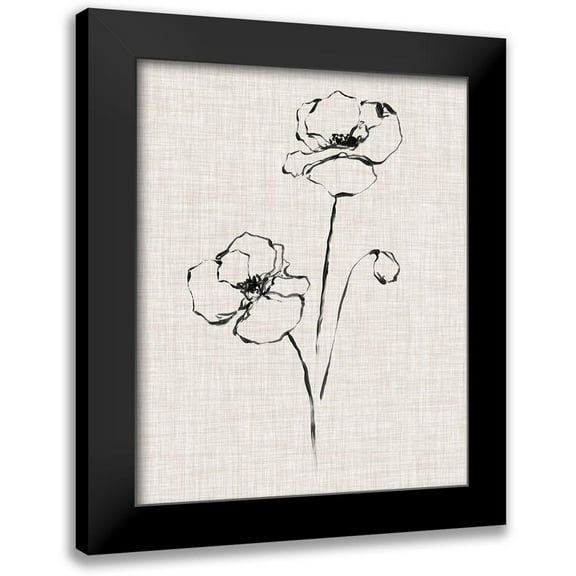 Harper, Ethan 12x14 Black Modern Framed Museum Art Print Titled - Floral Ink Study III
