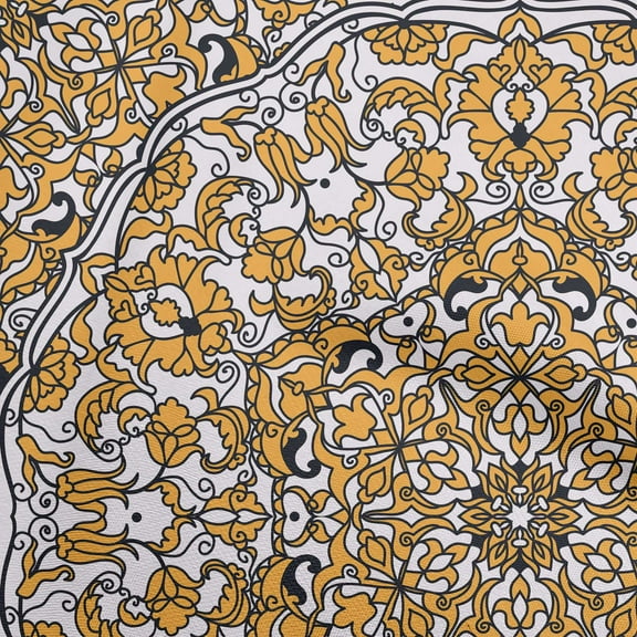 oneOone Polyester Spandex Gamboge Yellow Fabric Mandala Craft Projects Decor Fabric Printed By The Yard 56 Inch Wide-61