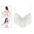thumbnail image 4 of Sujetador de danza del vientre Sunnimix para mujer Sparkle Lentejuelas Borla Blanco, 4 of 8