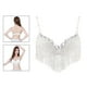 thumbnail image 4 of Sujetador de danza del vientre Sunnimix para mujer Sparkle Lentejuelas Borla Blanco, 4 of 8