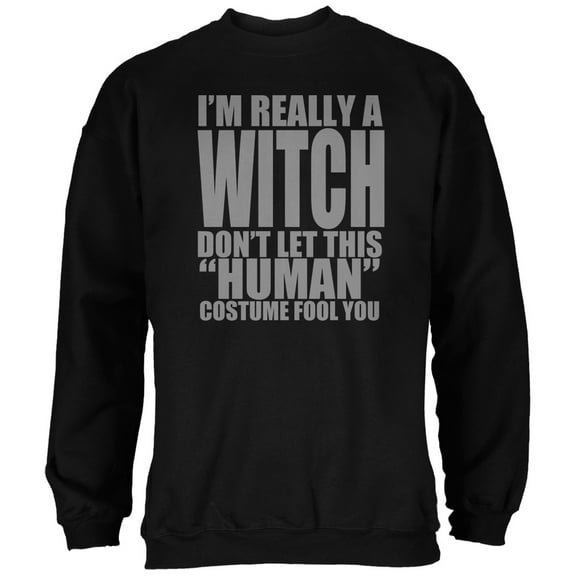 Halloween Human Witch Costume Black Adult Sweatshirt - Large
