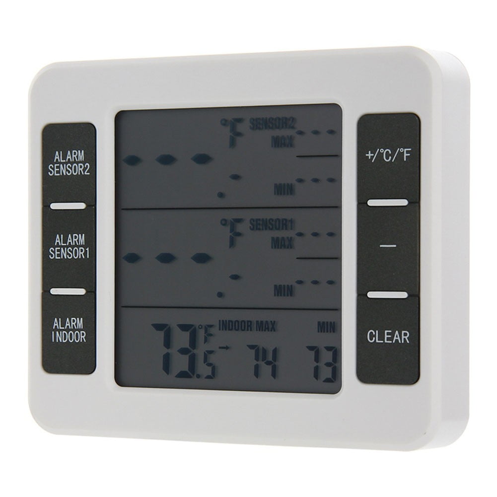 Indoor Outdoor Wireless Digital Freezer Alarm Thermometer Fridge Home 1-2 Sensor