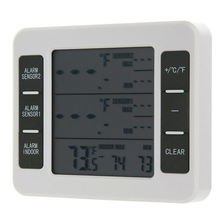 Wireless Digital Refrigerator Freezer Thermometer Temp Alarm Dual