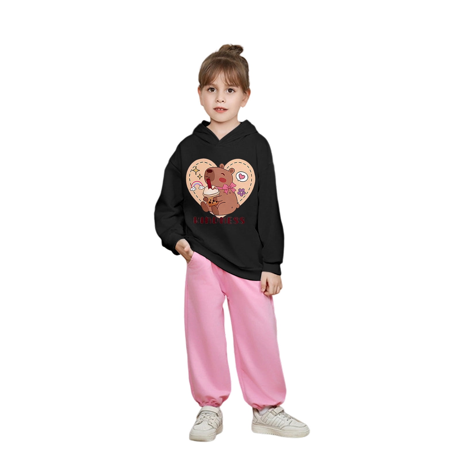 Sweat à Capuche Fille Imprimé Capybara - Manches Longues Avec Poche - Hiver Doux Et Chaud - Décontracté - 5