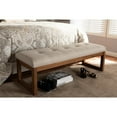 thumbnail image 6 of Baxton Studio Caramay Modern and Contemporary Light Beige Fabric Upholstered Walnut Brown Finished Wood Bench, 6 of 7