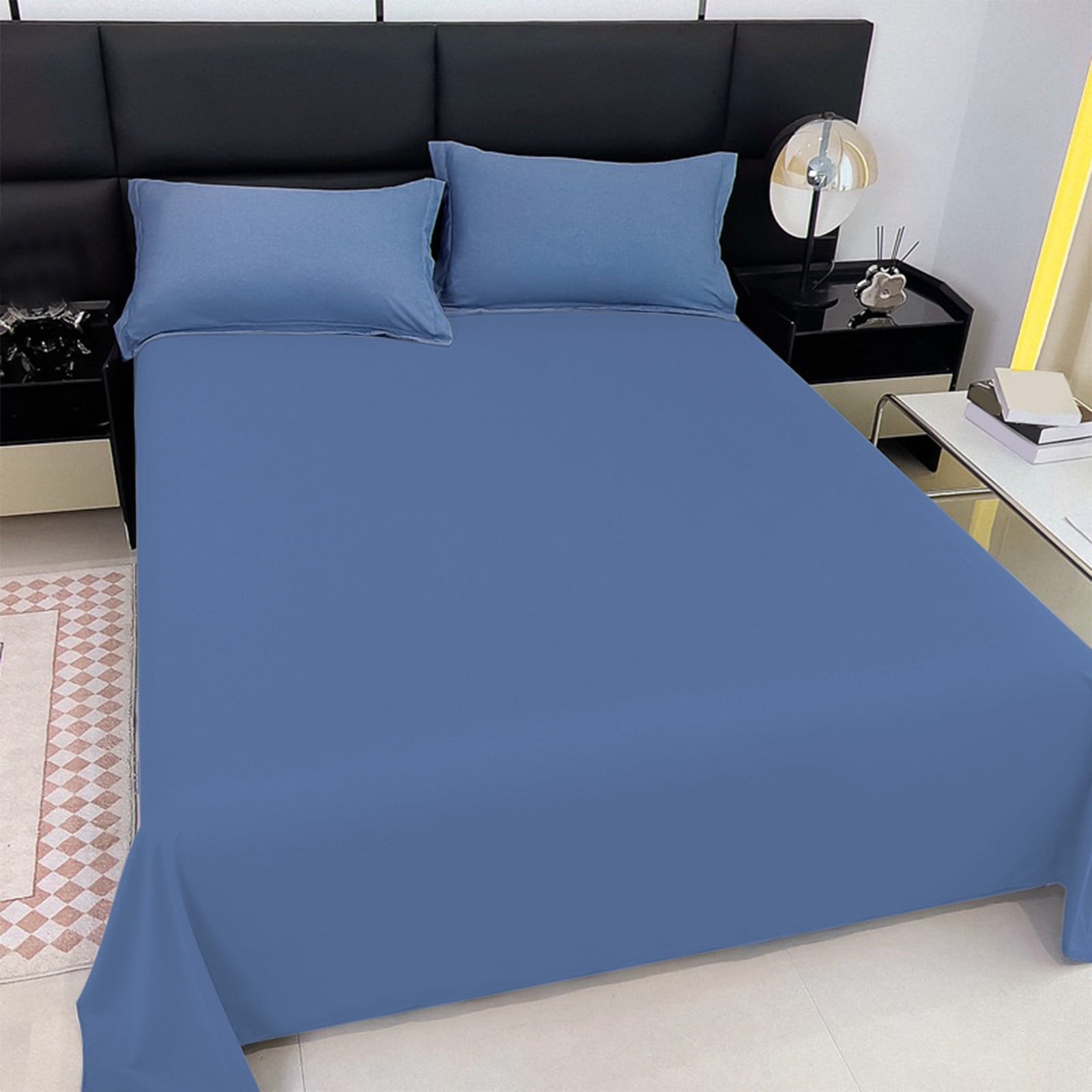 Under $5 Clearance! InsCrazy Bed Sheet, 100% Cotton Household Solid Color, Soft and breathable Bed Sheet Piece 66 x 96"