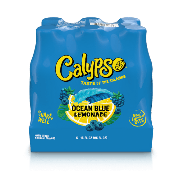 Calypso Taste of the Islands, Ocean Blue Lemonade, 6 Pack, 16 fluid ounces