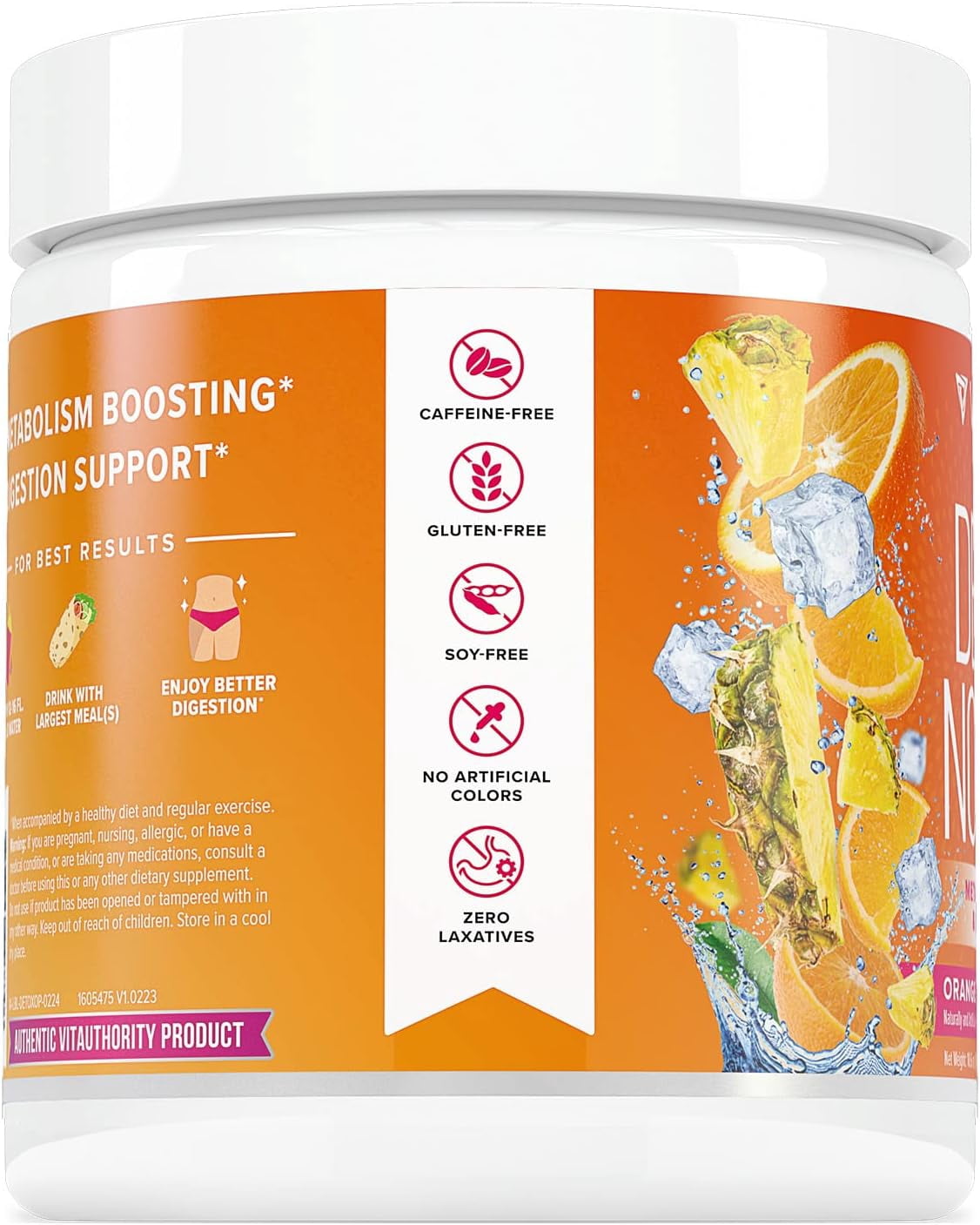 Vitauthority Detox Nourish Dietary Supplement Powder, Metabolism Support & Digestion Aid, Orange Pineapple, 10.9 oz