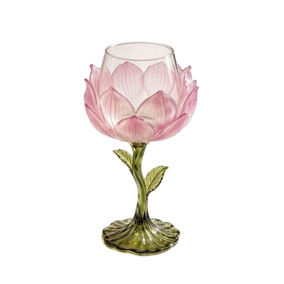 Floral Rose Shaped Wine Glass Cocktail Juice Goblet Cup For Home Party Bar Decor