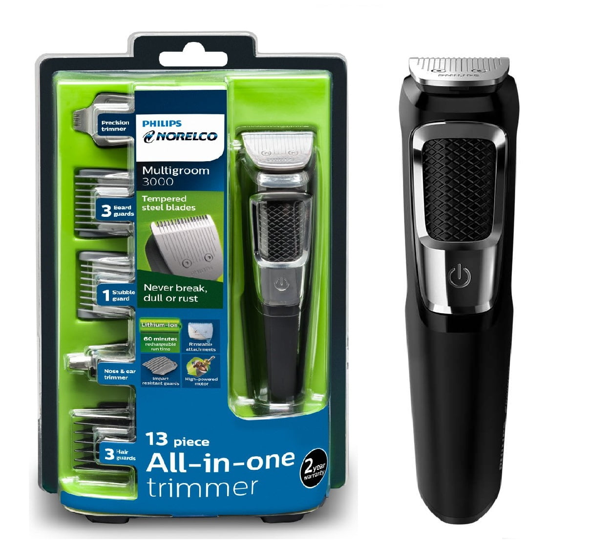 Philips Norelco Multigroom All-In-One Series 3000, 13 attachment trimmer,  MG3750 