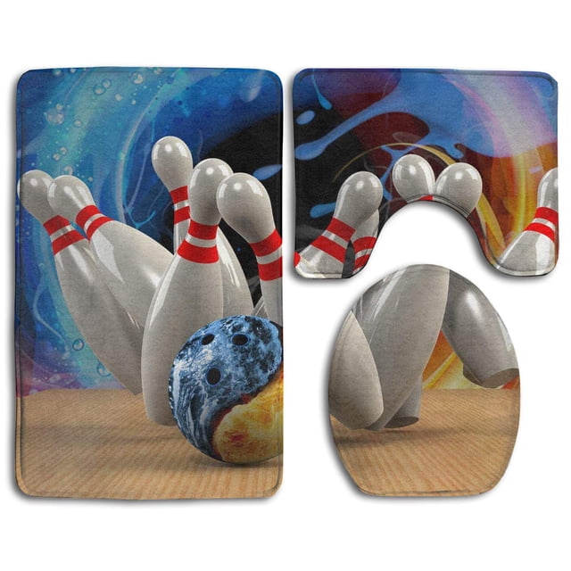 ABPHQTO Bolos Yin y Yang Flame Juego de alfombras de baño de 3 piezas Alfombra de baño Alfombra de contorno y tapa de inodoro ABPHQTO Cont-CHAPPLE-11917