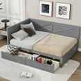thumbnail image 3 of Euroco Wood Twin Size Daybed with 2 Drawers Sofa Bed for Living Room, Ancient Grey, 3 of 16