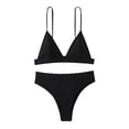 thumbnail image 1 of WREESH Women Split Swimsuit Show Waist Solid Color Bikini, 1 of 4