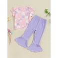 thumbnail image 4 of Bagilaanoe 2pcs Toddler Baby Girl Pants Set Flower Short Sleeve T-shirt Tops + Flare Trousers 6M 12M 18M 24M 3T 4T Kids Casual Clothes, 4 of 7