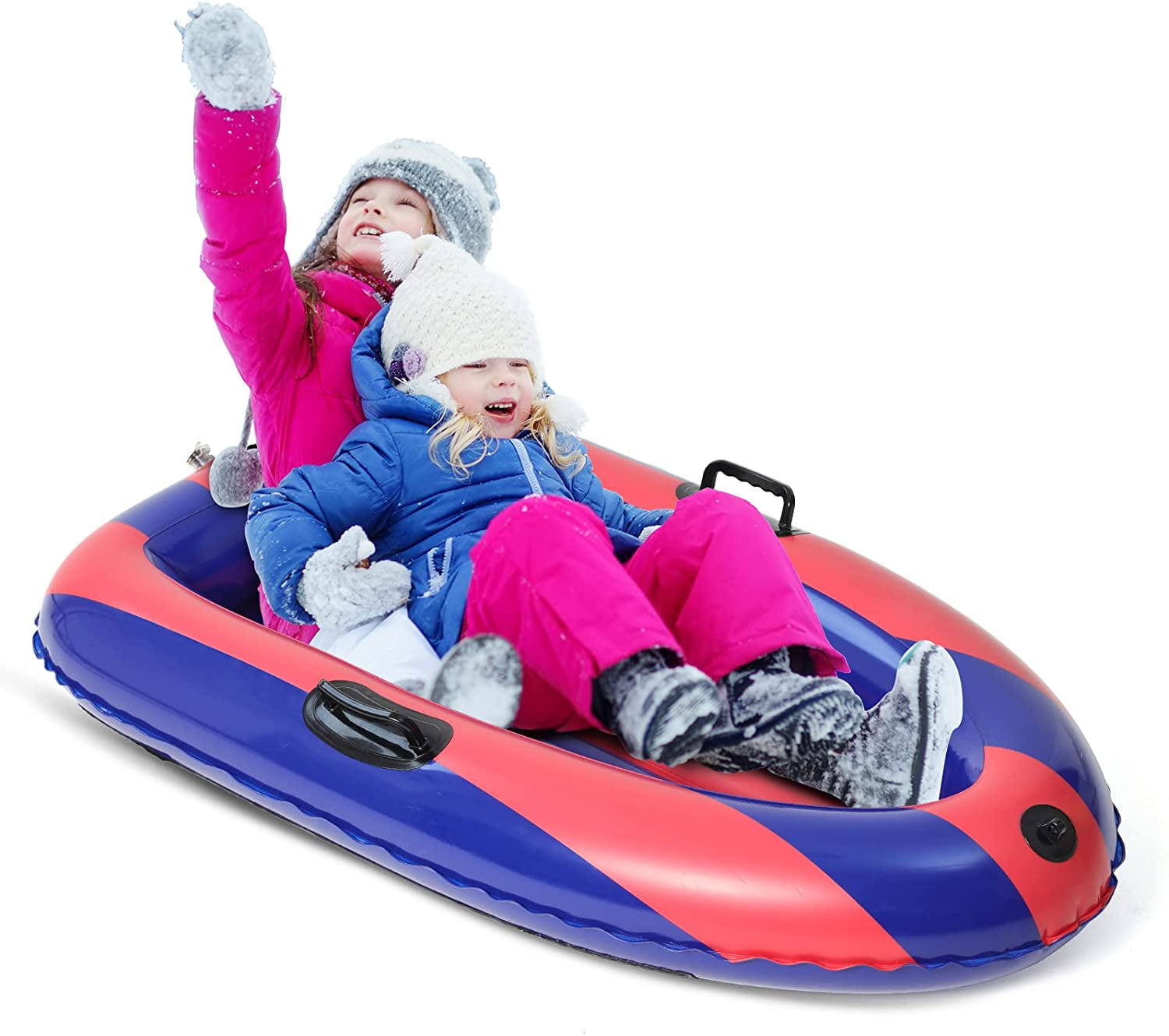 47 in Inflatable Snow Sled Toboggan Snow Toys for Kids and Adults Heavy Duty Winter Toys for Outdoor Sledding Snow Tube Sports with Handles Snow Tube 