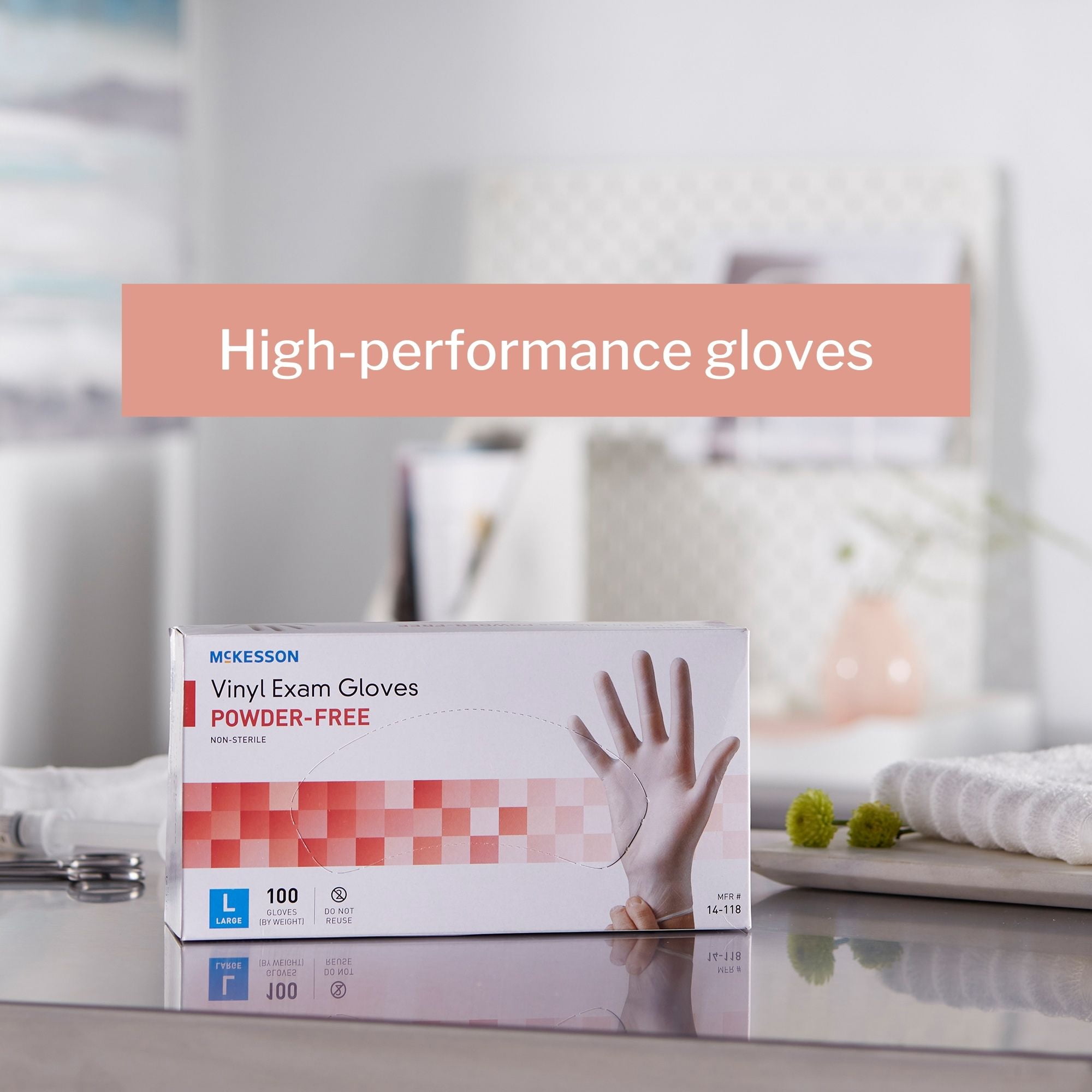 McKesson Vinyl Exam Gloves, Powder-Free, Disposable Medical Glove - Large, 100 Count, 10 Boxes, 1000 Total