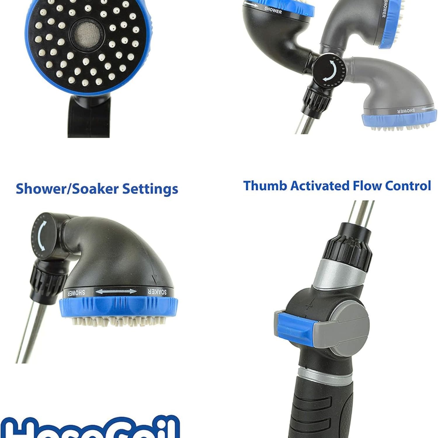 3/8 inch Self Coiling Garden, RV, Outdoor Water Hose (25.00, Blue with Shower Wand)
