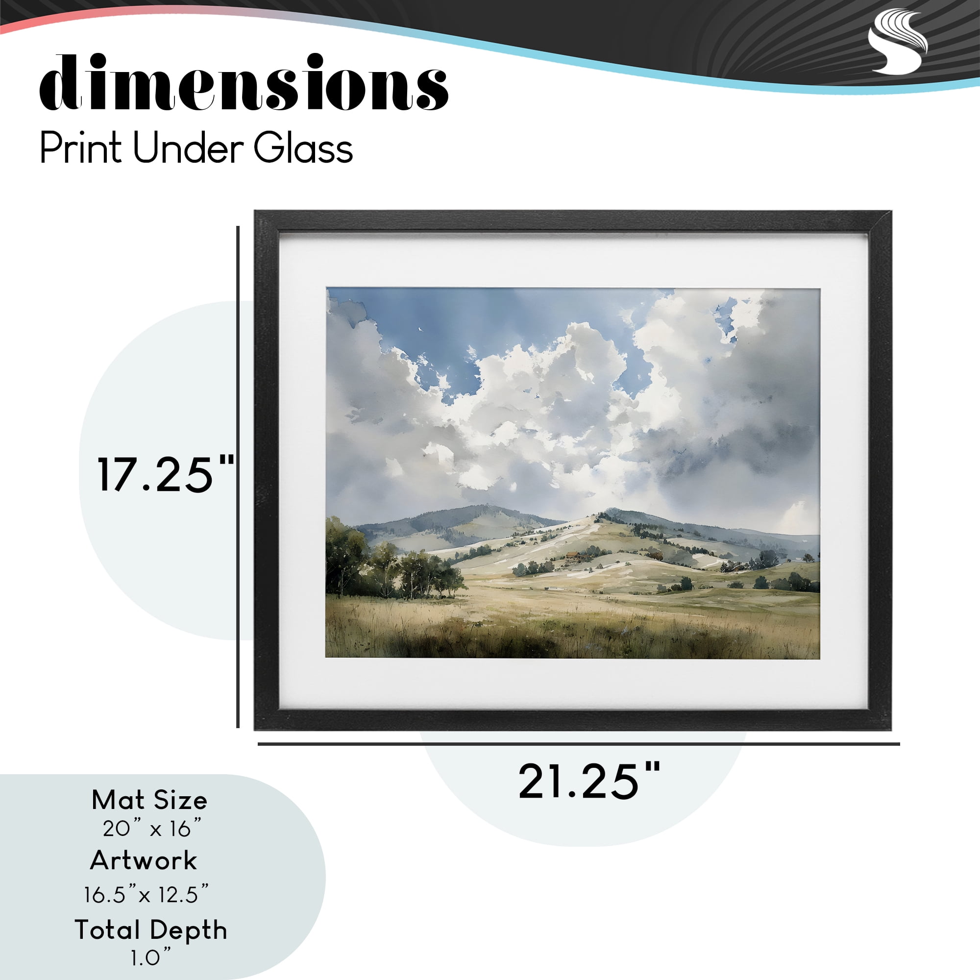 Stupell Industries Tranquil Hills Meadow Black Framed Print Under Glass, design by Franklyn Gregory