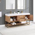 thumbnail image 7 of Bianco 72" Wood Vanity in Light Brown with White Composite Stone Top no Mirror, 7 of 7