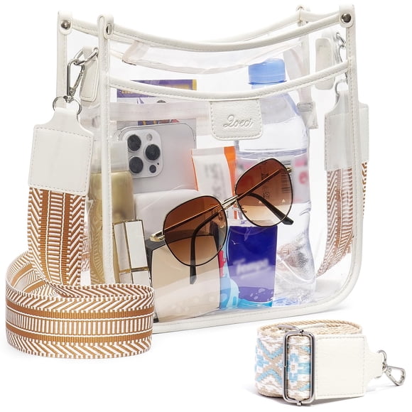 Bolso QOECI para mujer, bandolera blanca transparente, aprobado por el estadio