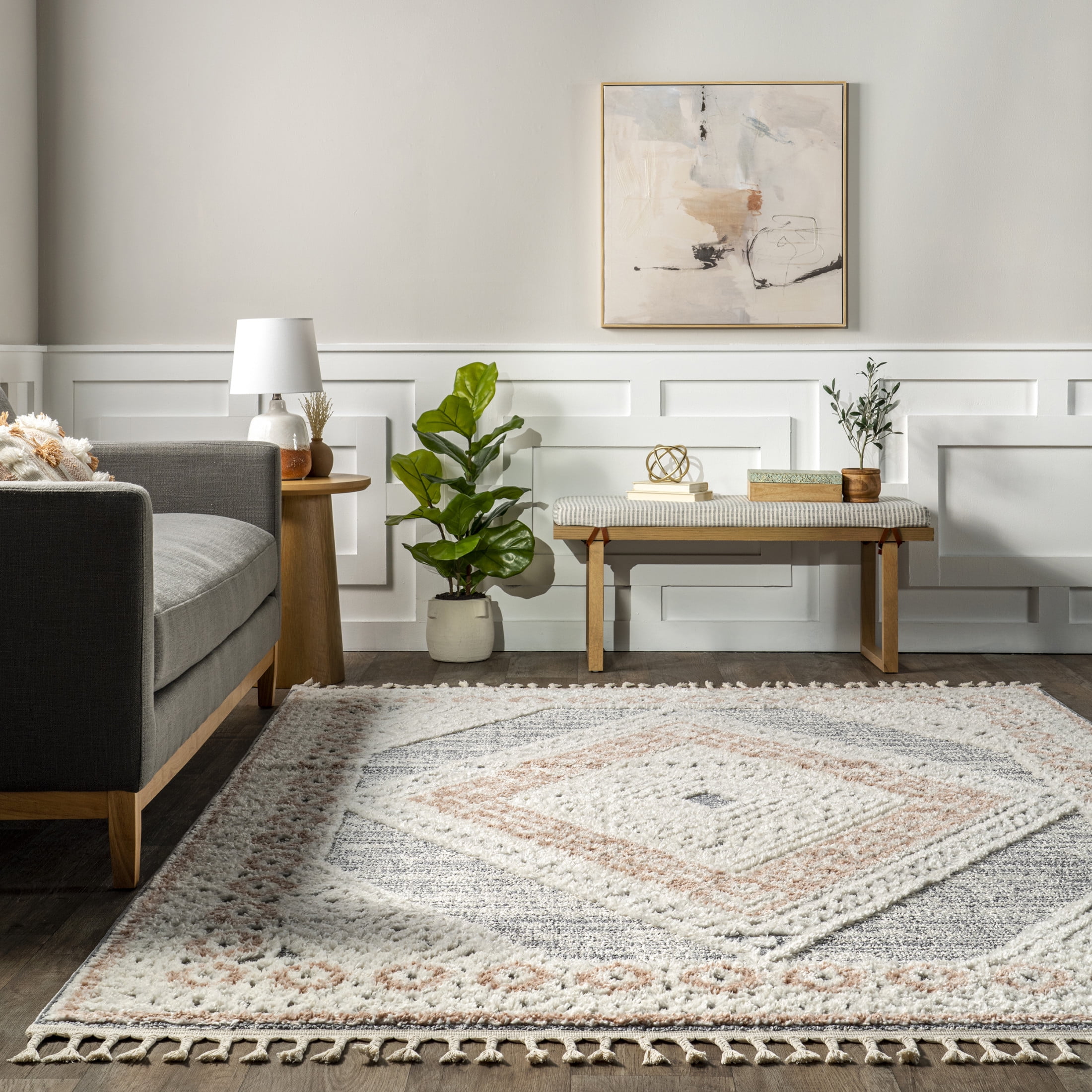 nuLOOM Acacia Raised Diamond Tasseled Area Rug, 8' 10