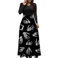 thumbnail image 1 of Vestido largo de manga larga con cuello redondo y estampado de Halloween para mujer Fridja  yut2747, 1 of 6