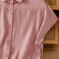 thumbnail image 7 of Cotton Shirts for Women Button Down Collared Blouses Cap Sleeve Summer Casual Cozy Loose Fit Tops (L, Pink), 7 of 7