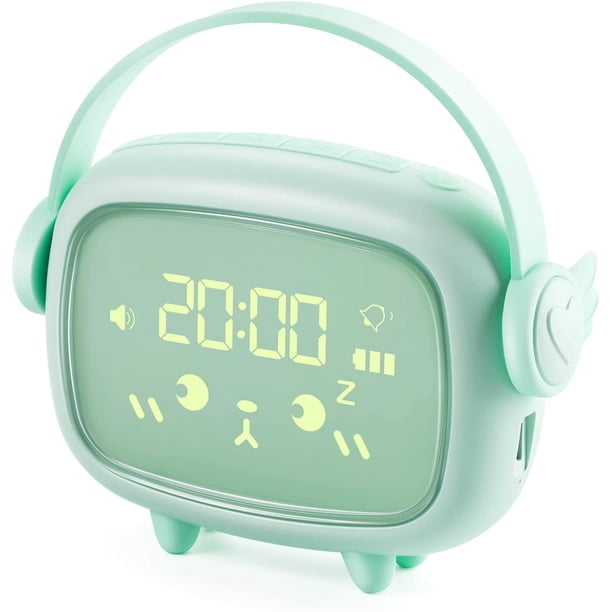 Despertador para niños, Despertador digital recargable con pantalla LED, 2 tonos de timbre, Luz nocturna, Función de repetición Despertador Despertador de noche Despertador matutino para hab JFHHH pequeña