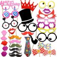 thumbnail image 4 of KAKOWELY Kit de 62 accesorios creativos y divertidos para fotos de cumpleaños, bigotes, gafas, labios, fotomatón, accesorios para selfies, suministros para fiestas., 4 of 4