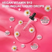 Vitamin B12 Liquid Drops, B12 Sublingual Vitamin B Complex, for Energy, Brain, and Heart Support,Raspberry Flavor, 2 Fl Oz