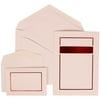JAM Paper Wedding Invitation Combo Set, 1 Large & 1 Small, Red Border Set, Red Card with White Envelope,100/pack