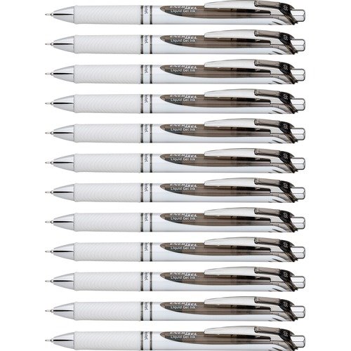 Pentel Gel Pen,Retractable/Refillable,Needle Tip,0.5mm,12/DZ,BK Ink (PENBLN75PWADZ)